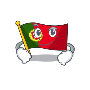 Smirking portekiz bayrağı karikatür masasında katlanmış