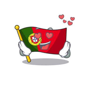 Maskot şekli ile aşk bayrağı Portekiz