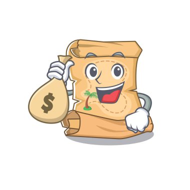 Karakter şeklinde para çantası hazine haritası ile