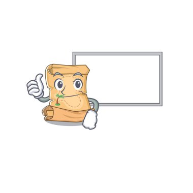 Karakter şeklinde tahta hazine haritası ile başparmak