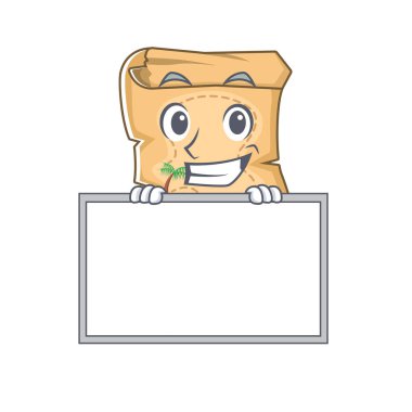 Karakter şeklinde tahta hazine haritası ile sırıtarak