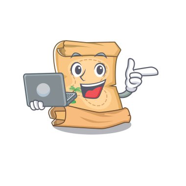 Karakter şeklinde dizüstü hazine haritası ile