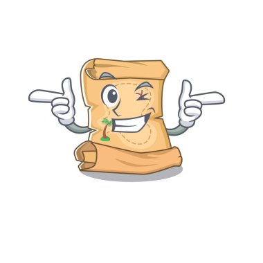 Karakter çantasında göz kırpma maskotu hazine haritası