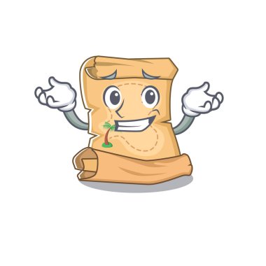 Karakter çantasında sırıtan maskot hazine haritası