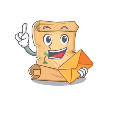 Karakter çantası zarf maskot hazine haritası ile