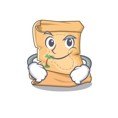 Karakter çantasında sırıtan maskot hazine haritası