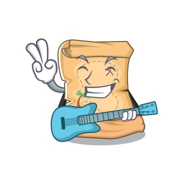 Şekil karakteri gitar hazine haritası karikatür ile
