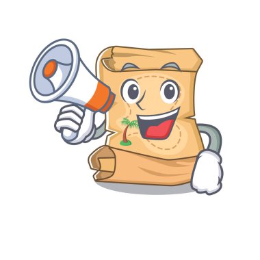 Karakter şeklinde megafon hazine haritası ile