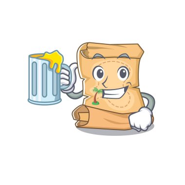 Şekil karakteri meyve suyu hazine haritası karikatür ile