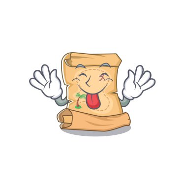 Karikatür ile izole hazine haritası dil dışarı