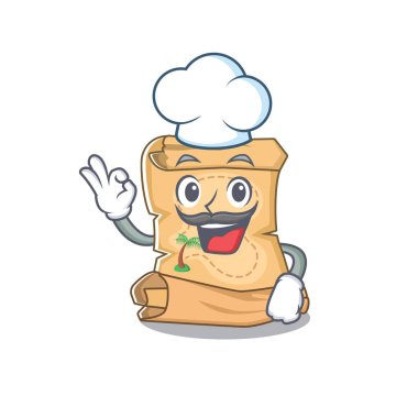 Karakter çantasında şef maskot hazine haritası