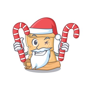Karikatür ile izole şeker hazine haritası ile Santa