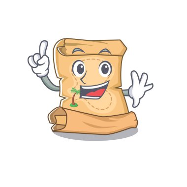 Parmak hazine haritası karikatür ile izole