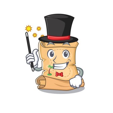 Sihirbaz hazine haritası karikatür ile izole