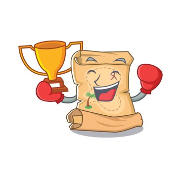 Boks kazanan hazine haritası karikatür ile izole