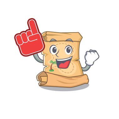 Karikatür ile izole köpük parmak hazine haritası