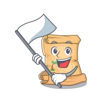 Karikatür ile izole bayrak hazine haritası ile