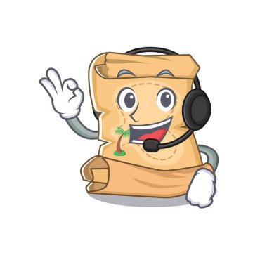 Karikatür ile izole kulaklık hazine haritası ile