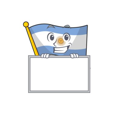 Tahta bayrağı arjantin karikatür şekilli maskot ile Grinning