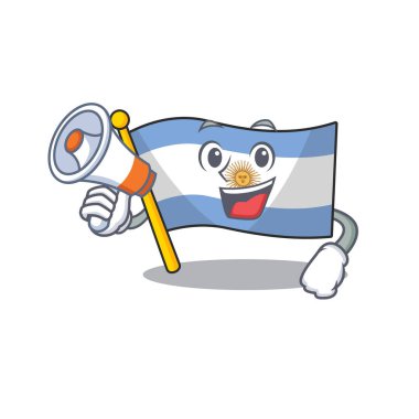 Megafon bayrağı arjantin karikatür şekilli maskot ile