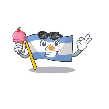 Dondurma bayrağı arjantin karakteri ile izole ile