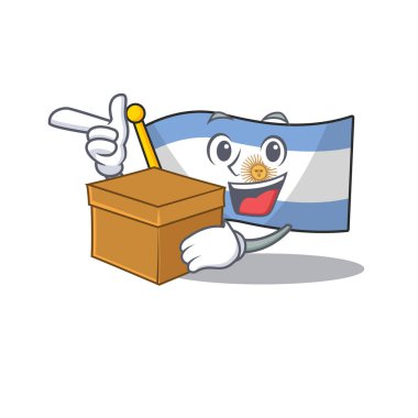 Karakter ile izole kutu bayrağı arjantin ile