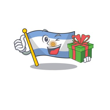 Hediye arjantin karakter bayrağı tablonun üzerine katlanmış ile