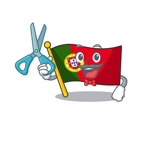 Kapper vlag Portugal karakter in shape cartoon — Stockvector