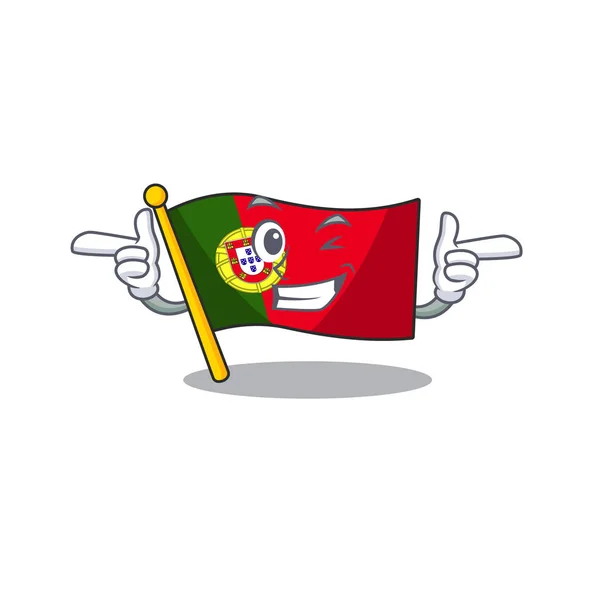 Wink bandiera portoghese piegato sul tavolo dei cartoni animati — Vettoriale Stock