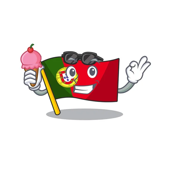 Med glass Portugal flagga viks på Cartoon Table — Stock vektor
