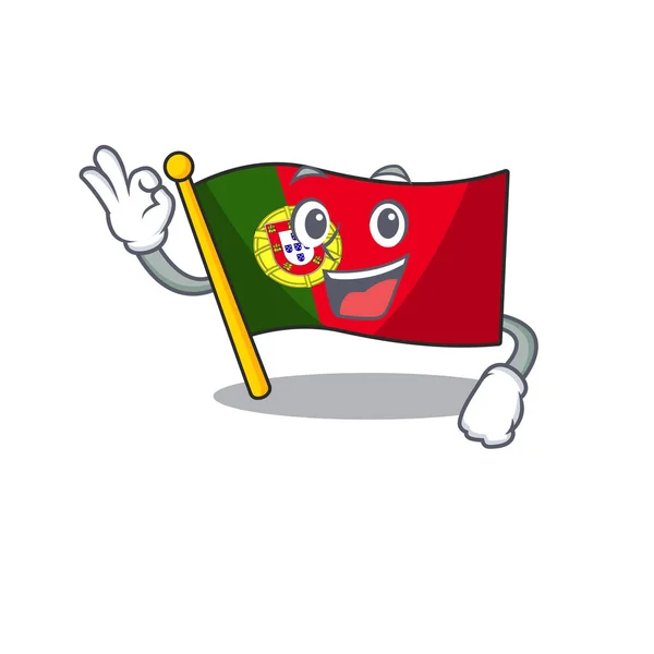 Ok bandiera portoghese piegata sul tavolo dei cartoni animati — Vettoriale Stock