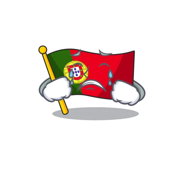 Crying flag portugal with the mascot shape — Stock Vector