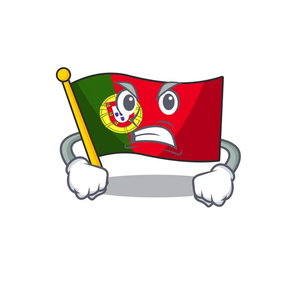Bandeira irritada portugal com a forma de mascote —  Vetores de Stock
