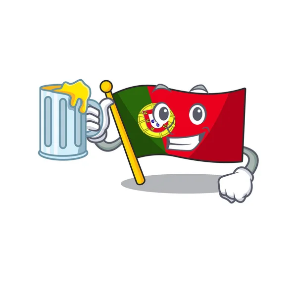 Com bandeira de suco portugal com a forma de mascote —  Vetores de Stock