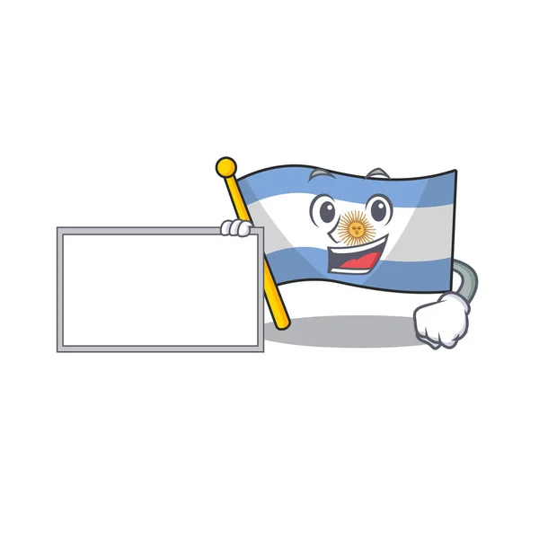 Avec panneau drapeau argentine dessin animé la mascotte en forme — Image vectorielle