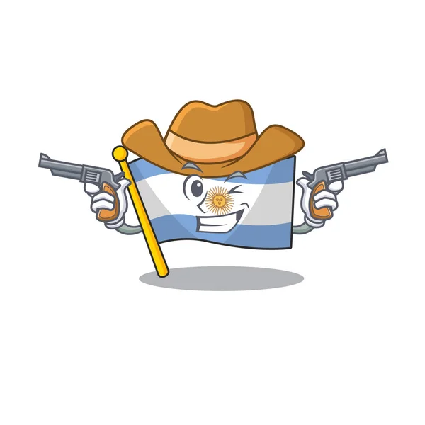 Bandeira de vaqueiro argentina desenho animado a mascote em forma —  Vetores de Stock