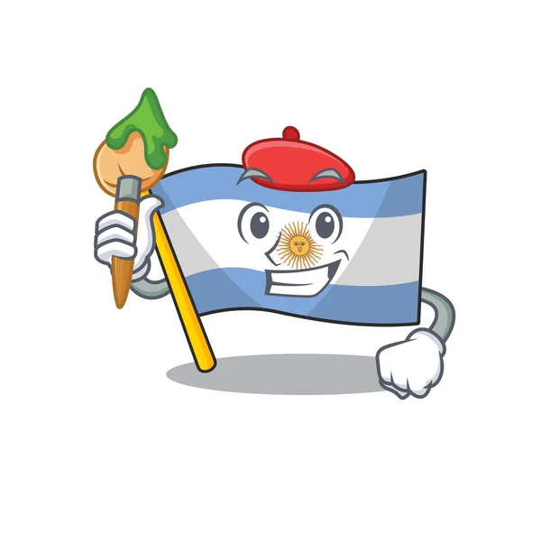 Művész zászló Argentína karikatúra a alakú kabala — Stock Vector