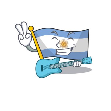 Gitar arjantin karakter bayrağı masanın üzerine katlanmış ile