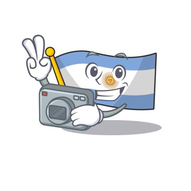 Fotoğrafçı arjantin karakter bayrağı masanın üzerine katlanmış