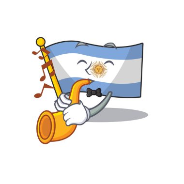 Trompet arjantin karakter bayrağı masanın üzerine katlanmış ile