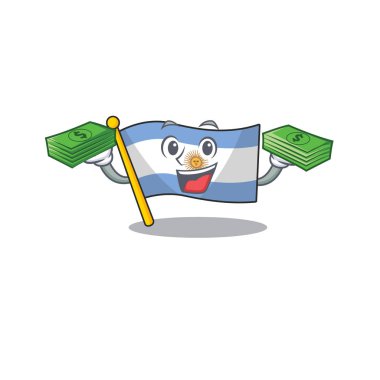 Para çantası arjantin karakter bayrağı masanın üzerinde katlanmış ile