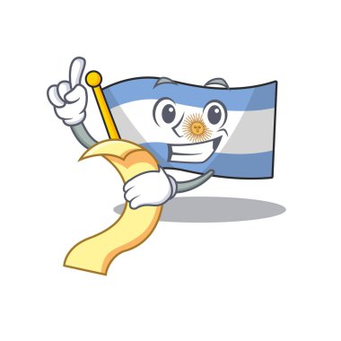 Menü arjantin karakter bayrağı tablonun üzerine katlanmış ile