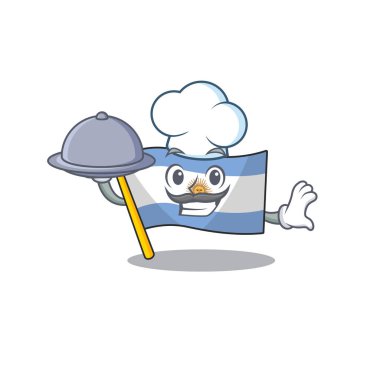 Yemek arjantin karakter bayrağı ile Şef masanın üzerine katlanmış