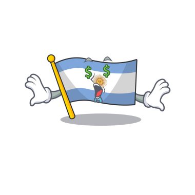 Para göz arjantin maskot bayrağı karikatür çekmecesinde tutulan
