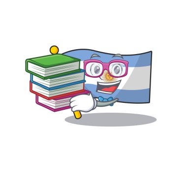 Kitap arjantin maskot bayrağı ile Öğrenci karikatür çekmecesinde tutulan