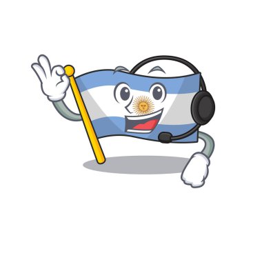 Karikatür çekmecesinde tutulan kulaklık arjantin maskot bayrağı ile