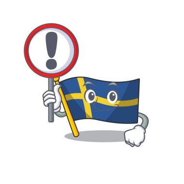 Çizgi film direğine getirilen tabela ile İsveç karakteri