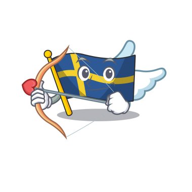 Cupid bayrak İsveç karakteri karikatür kutup kaldırdı