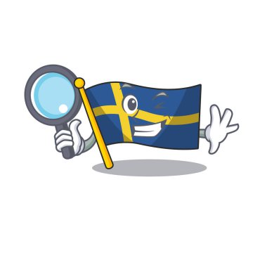 Karikatür izole Dedektif bayrak İsveç