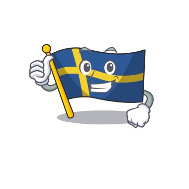 Thumbs up bayrak İsveç karikatür izole